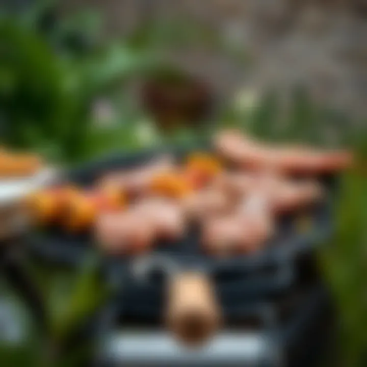 Grill with perfectly arranged meat