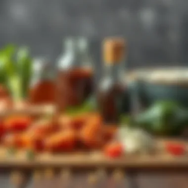 Vibrant marinade ingredients laid out