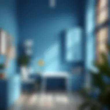 Sky blue office space promoting productivity