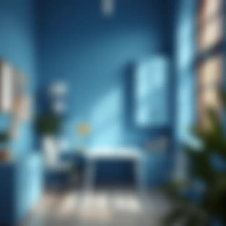 Sky blue office space promoting productivity