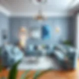 Soft Blue Living Room Design Soft blue living room with elegant decor