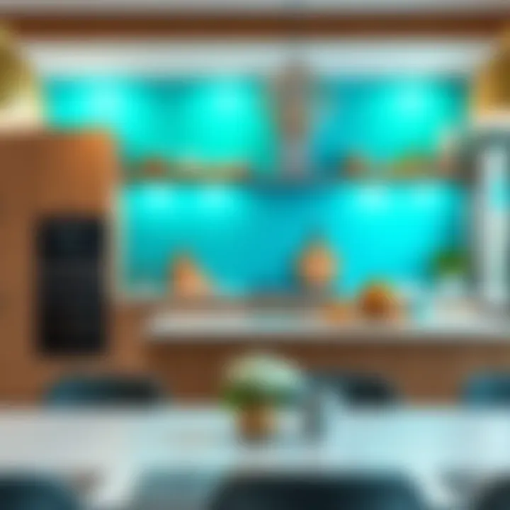 Turquoise accent wall in a modern kitchen