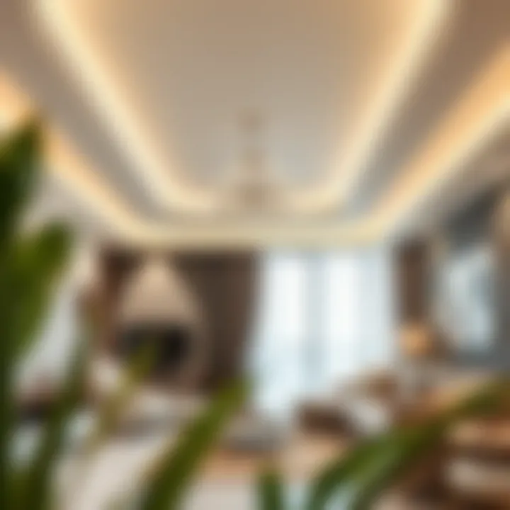 Modern interior with stylish ceilings