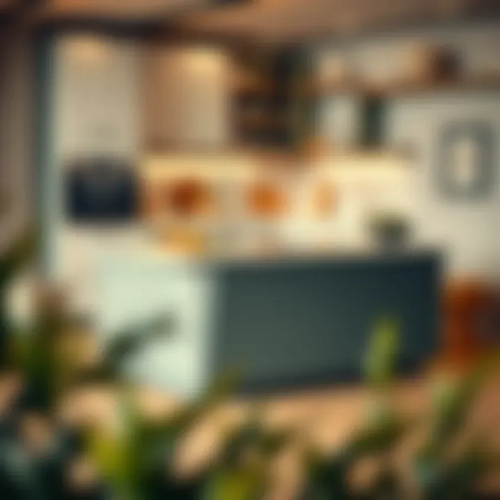 Modern kitchen island integrating aesthetic elements