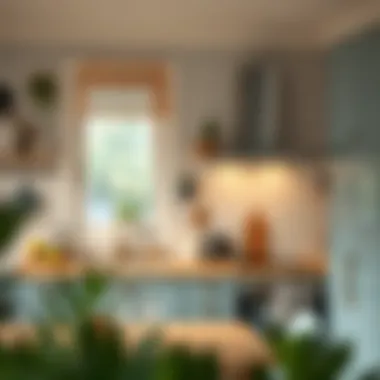 Relaxing kitchen atmosphere with soft color tones