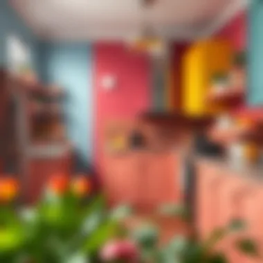 Vibrant kitchen color palette showcasing various shades