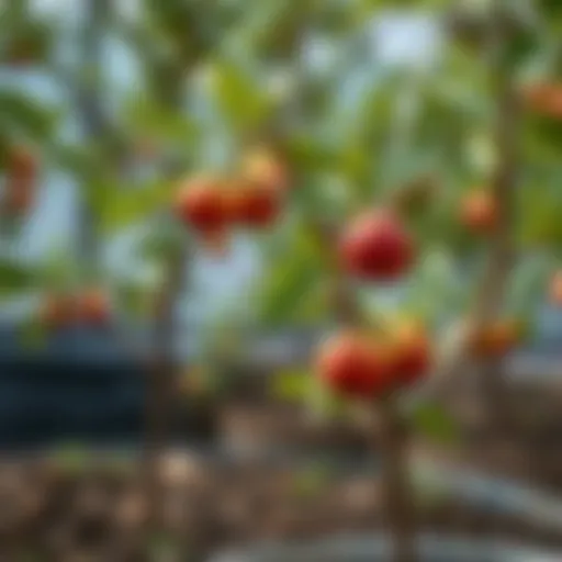 Young fruit tree receiving water