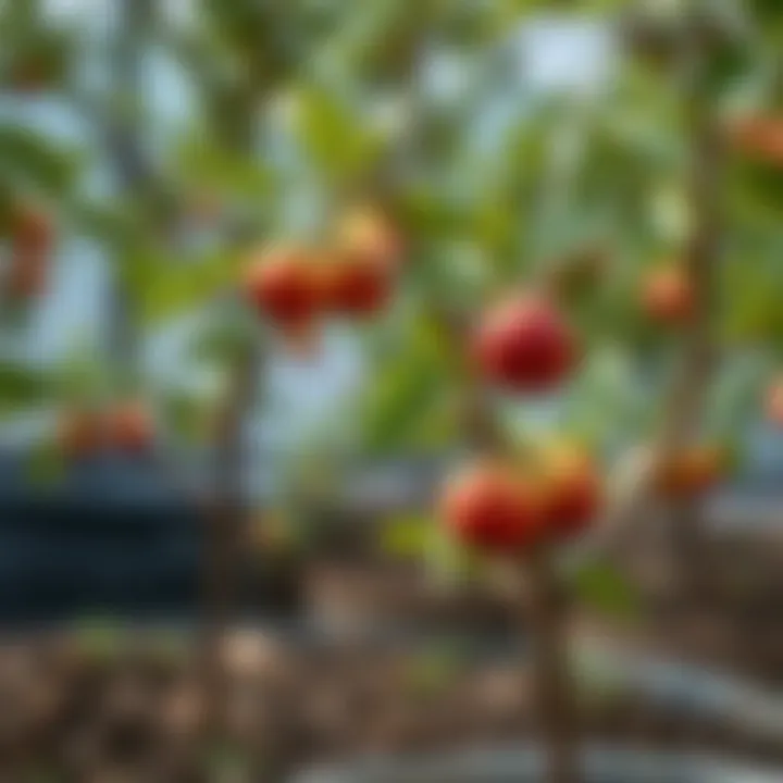 Young fruit tree receiving water