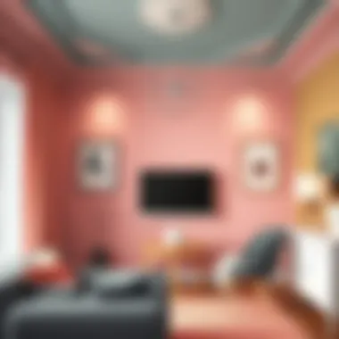 A well-decorated room that highlights the relationship between wall and ceiling colors.