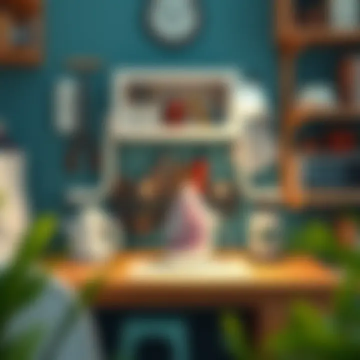 A well-organized ironing station with essential tools