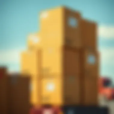 Stacked boxes ready for transportation