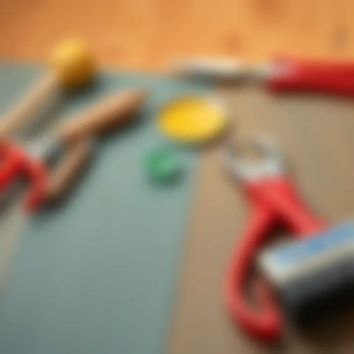 Tools arranged neatly for floor color transformation