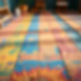 Vibrantly Transformed Wooden Surface Colorful wooden floor freshly painted