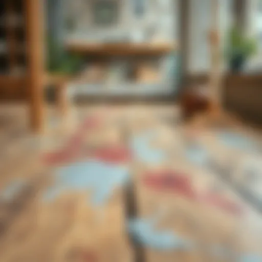 Wood floor with paint stains