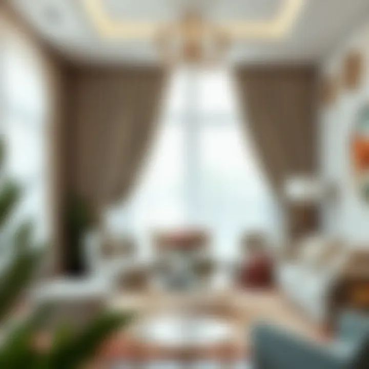 An elegantly designed living room showcasing wall curtains