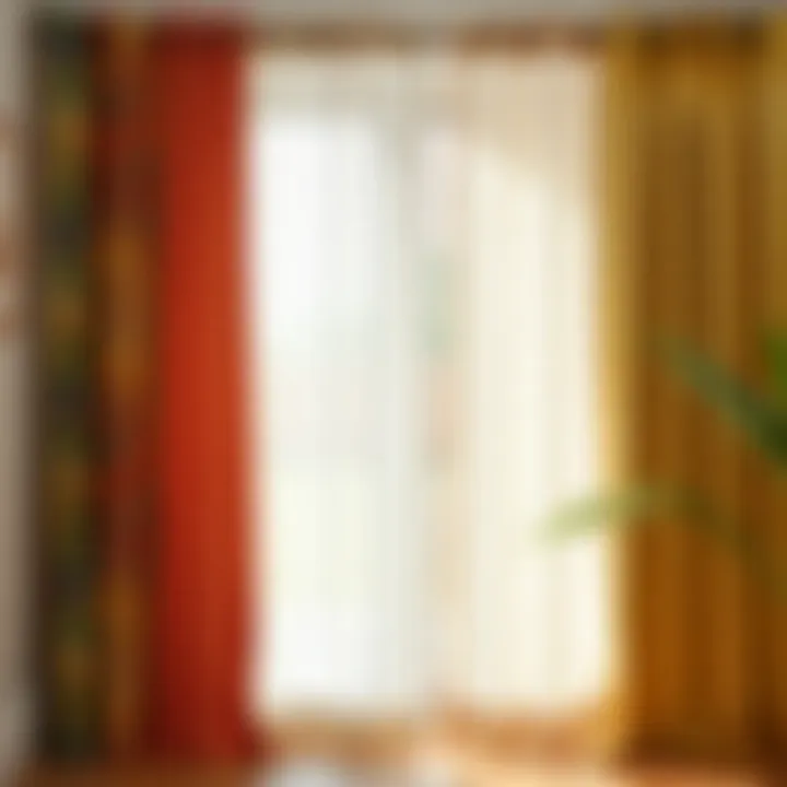 A variety of curtain fabrics displayed neatly