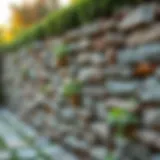 Elegant garden wall made of natural stones