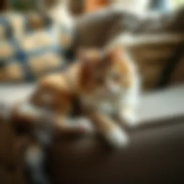 Cat Shedding on Furniture A cat shedding fur on a couch