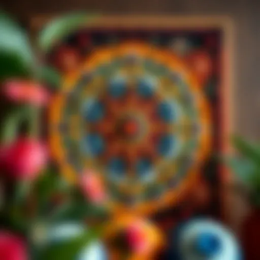 A beautifully crafted punch needle artwork showcasing intricate patterns and vibrant colors.