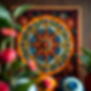 Intricate Patterns in Punch Needle Art A beautifully crafted punch needle artwork showcasing intricate patterns and vibrant colors.