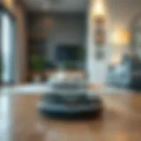 A sleek robotic vacuum navigating a modern living room