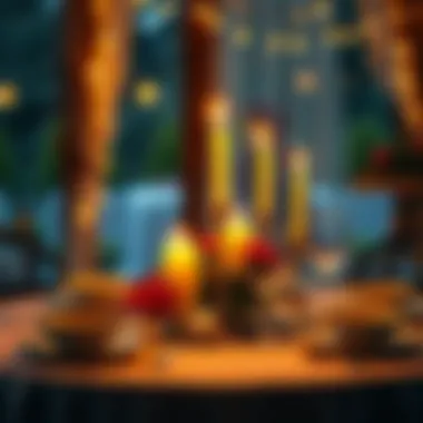 Romantic dinner setting with candles