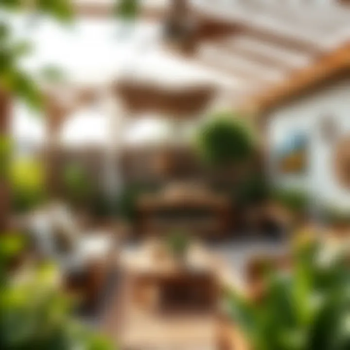 A beautifully designed rustic outdoor space with greenery