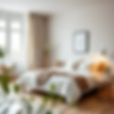 An elegant bedroom featuring clean lines and organic materials for a serene ambiance