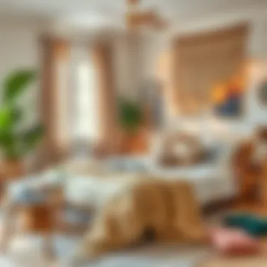 Cozy Scandinavian bedroom featuring textiles and warm tones