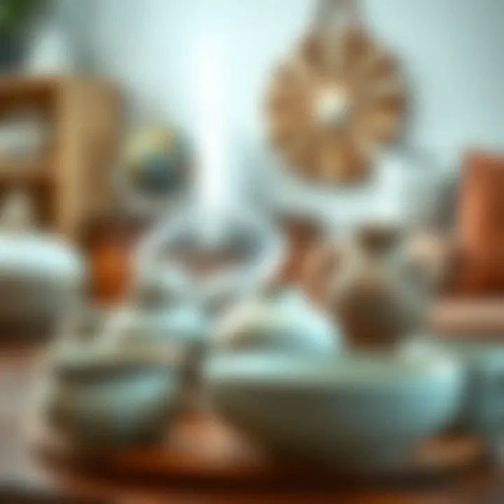 Ceramic pieces arranged in a home decor setting