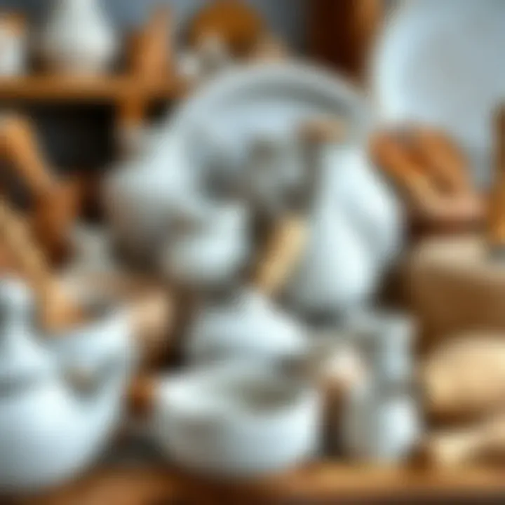 Various ceramic materials and tools displayed