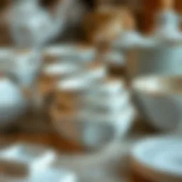 Close-up of ceramic pieces ready for adhesion