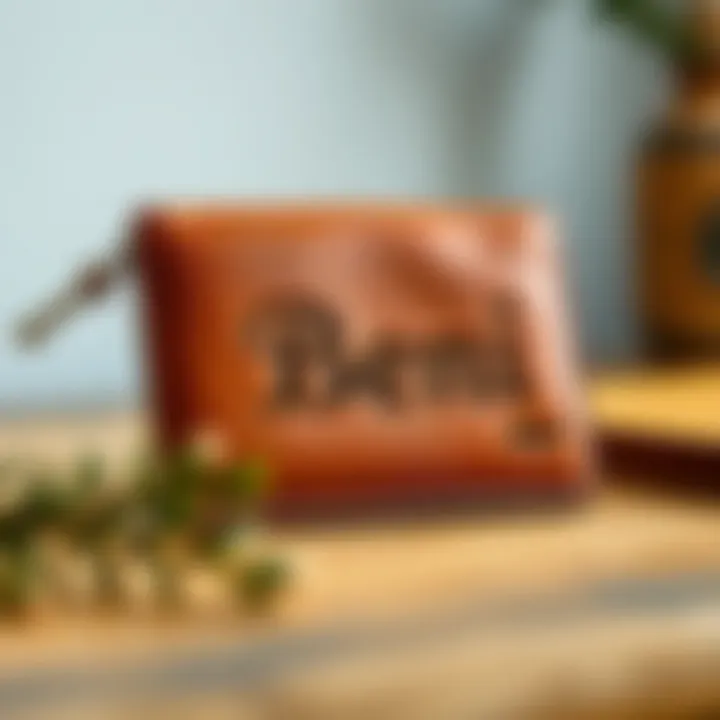 Personalized leather wallet with initials embossed