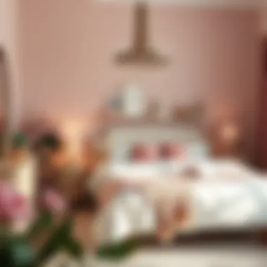 Charming bedroom decorated with cyclamen pink touches