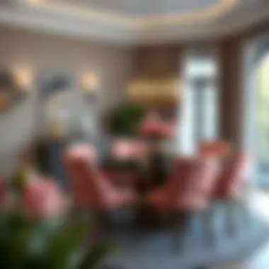 Sophisticated dining area enhanced with cyclamen pink elements