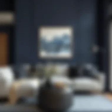 Sophisticated pairing of black and blue hues in modern decor