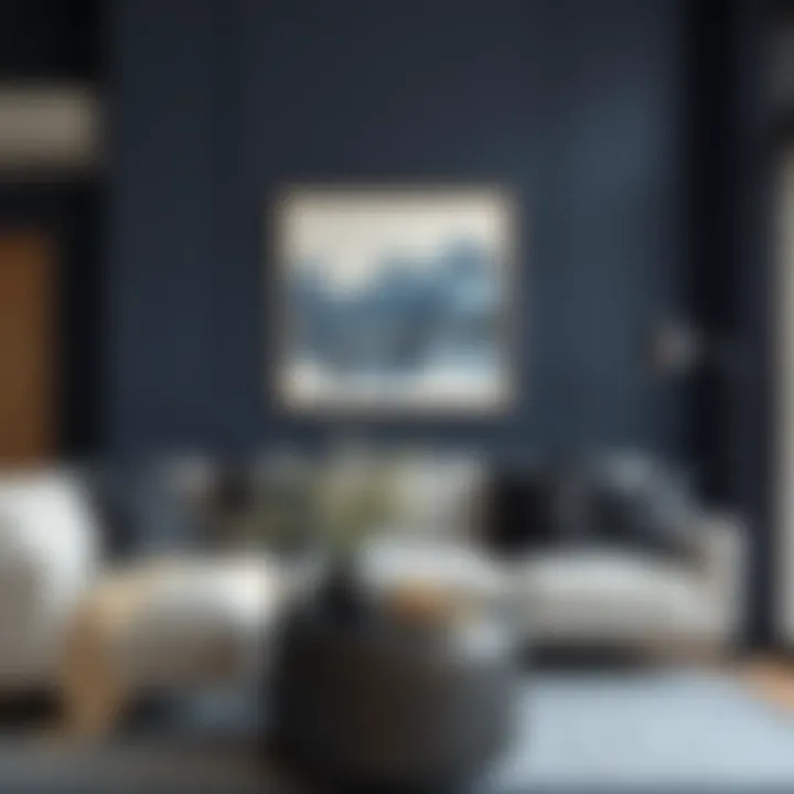 Sophisticated pairing of black and blue hues in modern decor