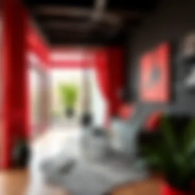 Vibrant black and red color scheme in decor