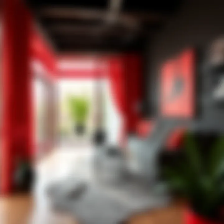 Vibrant black and red color scheme in decor