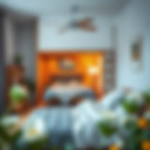 Cozy small bedroom with a space-saving bed