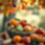 Colorful autumn fruits in a basket