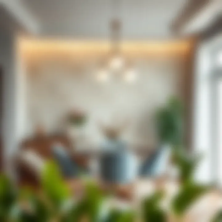 Sophisticated light wallpaper in a dining area