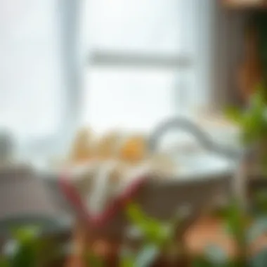 Gentle washing of fabric roller blinds in a basin