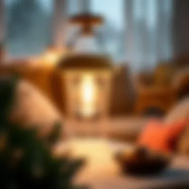 Stylish lamp providing ambient light in a cozy setting