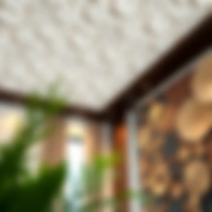 Textured materials used in a stylish ceiling design