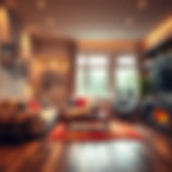 Comfortable Heated Living Room A cozy living room with heated flooring providing warmth and comfort.