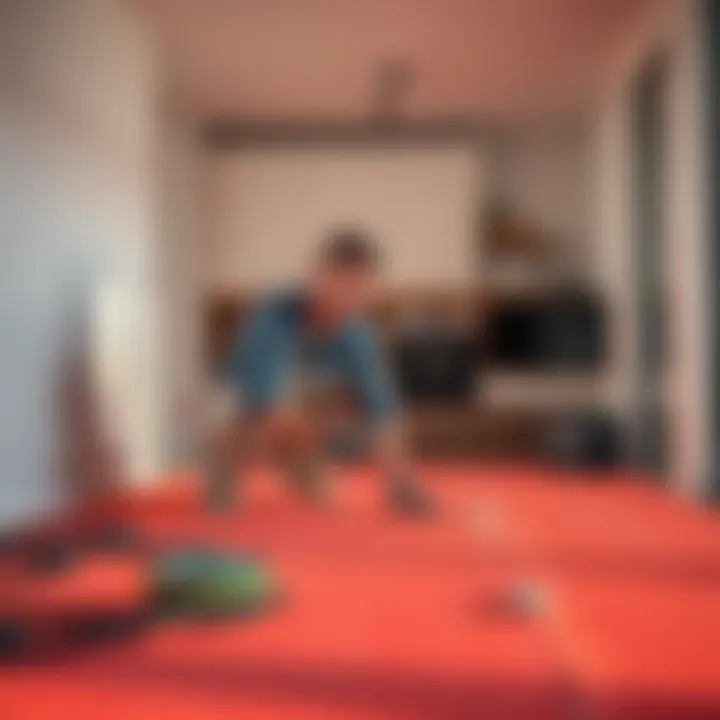 Underfloor Heating Installation A technician installing underfloor heating panels in a modern home.