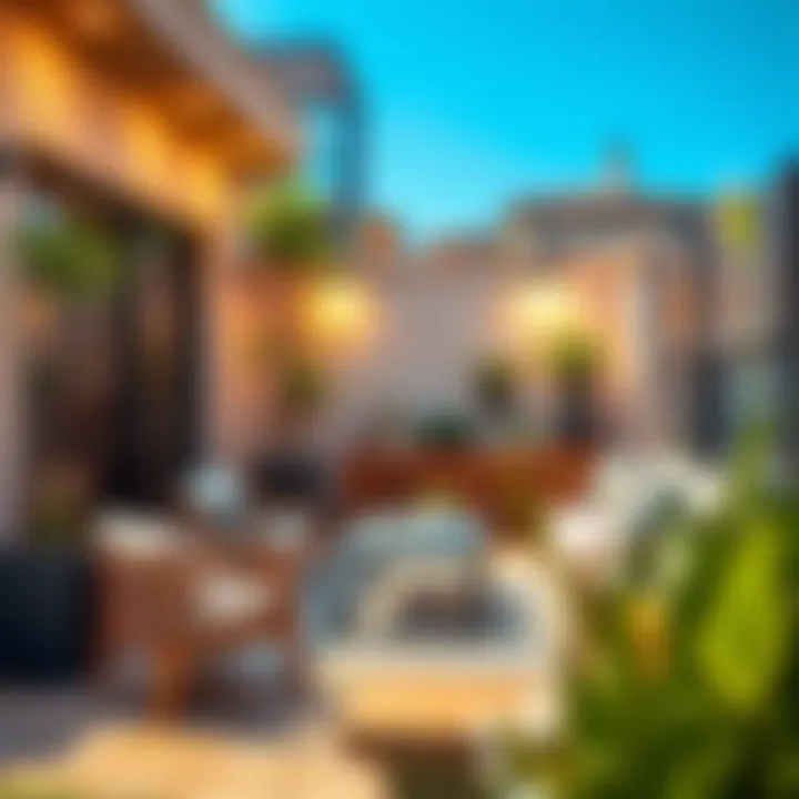 Functional small terrace with modern furniture