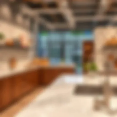 Unique material options for countertops displayed in a showroom