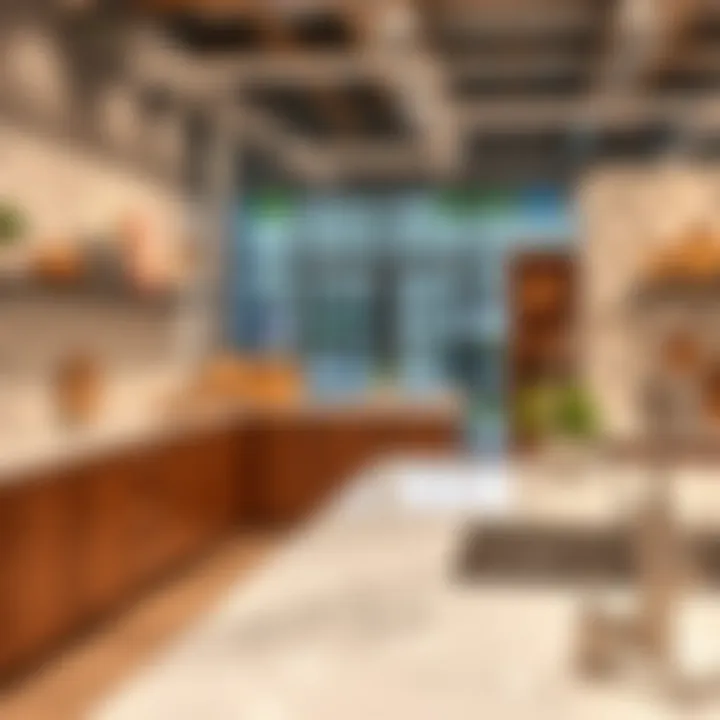 Unique material options for countertops displayed in a showroom